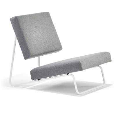Lounge Chair Hirche Sessel Gestell Weiß / Stoff Hellgrau Richard Lampert EINZELSTÜCK